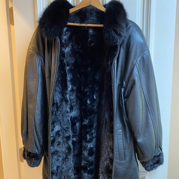 Reversable Leather and Mink three quarter Jacket - Picture 2 of 11